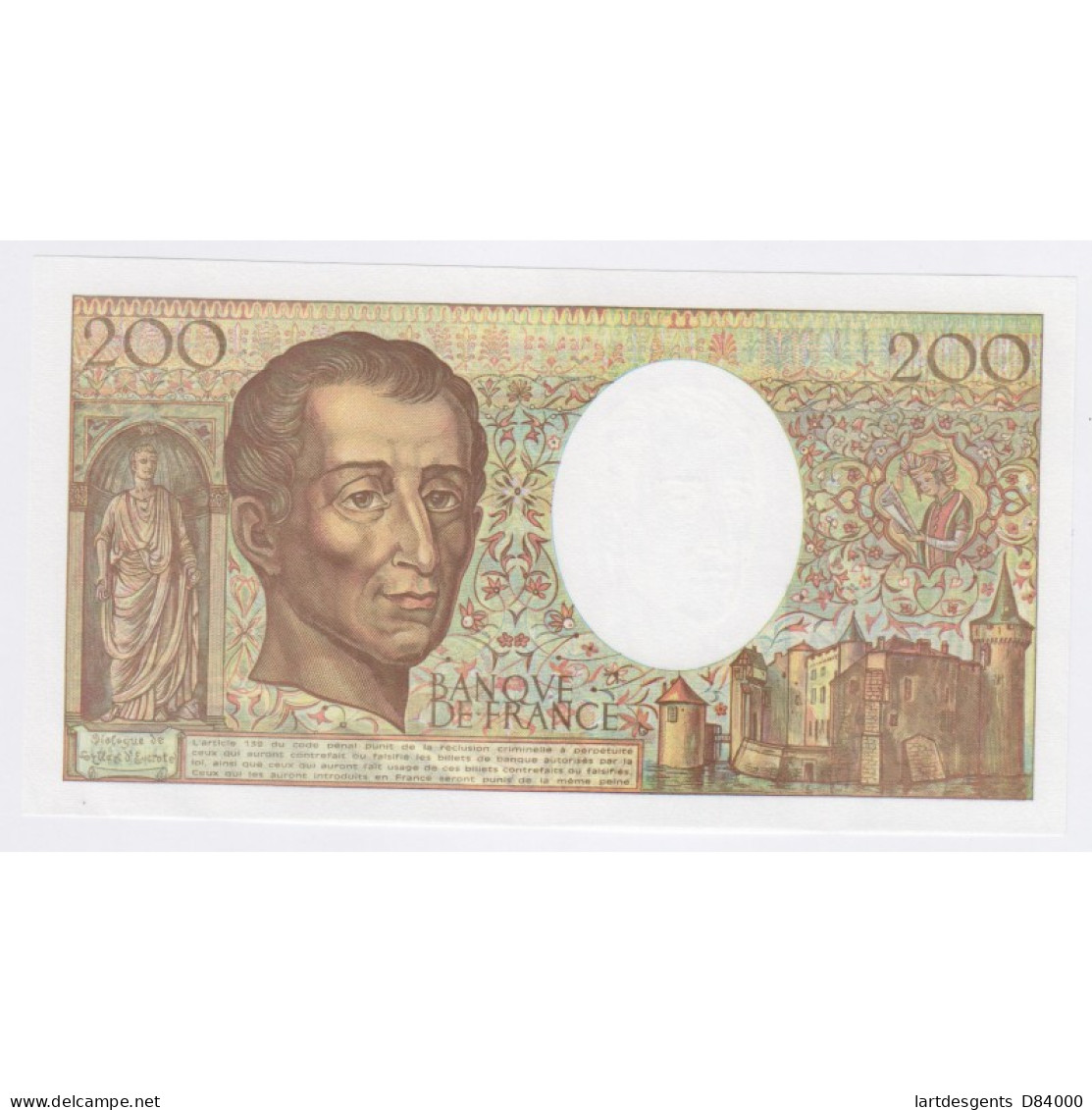 France 200 Francs Montesquieu 1992, P.120 941276, Neuf, Cote 60 Euros, Lartdesgents - 200 F 1981-1994 ''Montesquieu''
