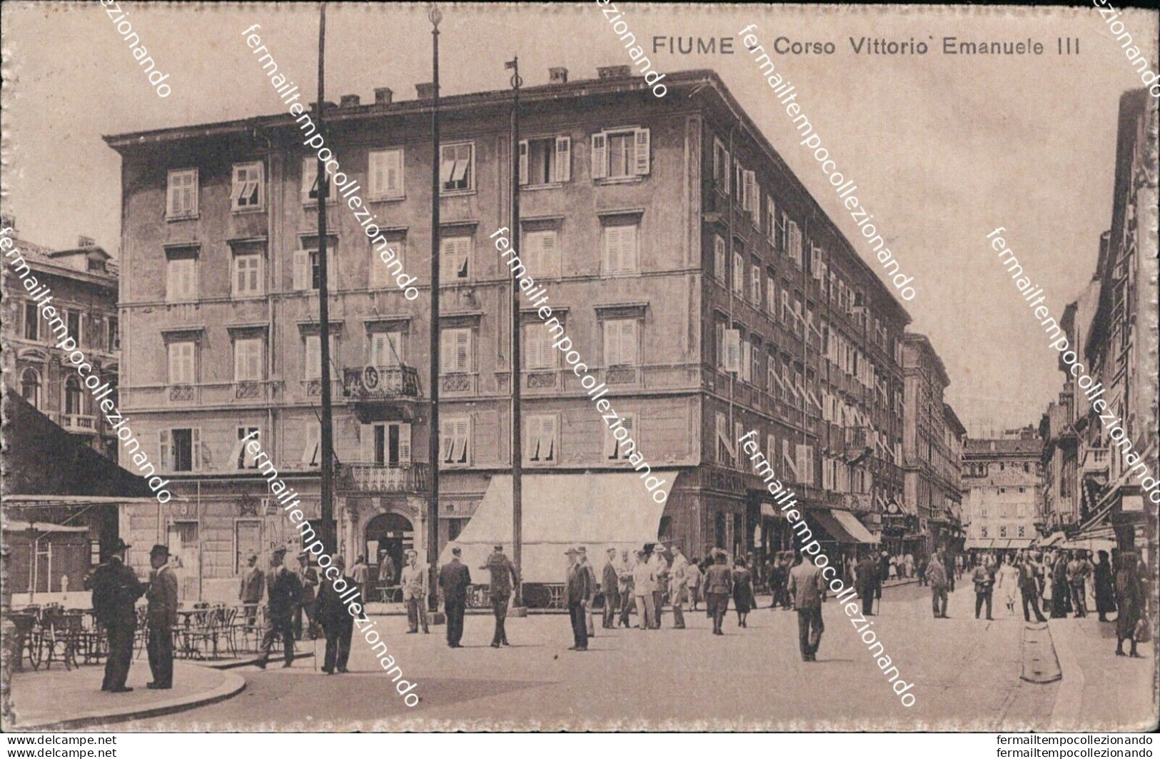 Au188 Cartolina Fiume Corso Vittorio Emanuele III 1936 Croazia - Andere & Zonder Classificatie