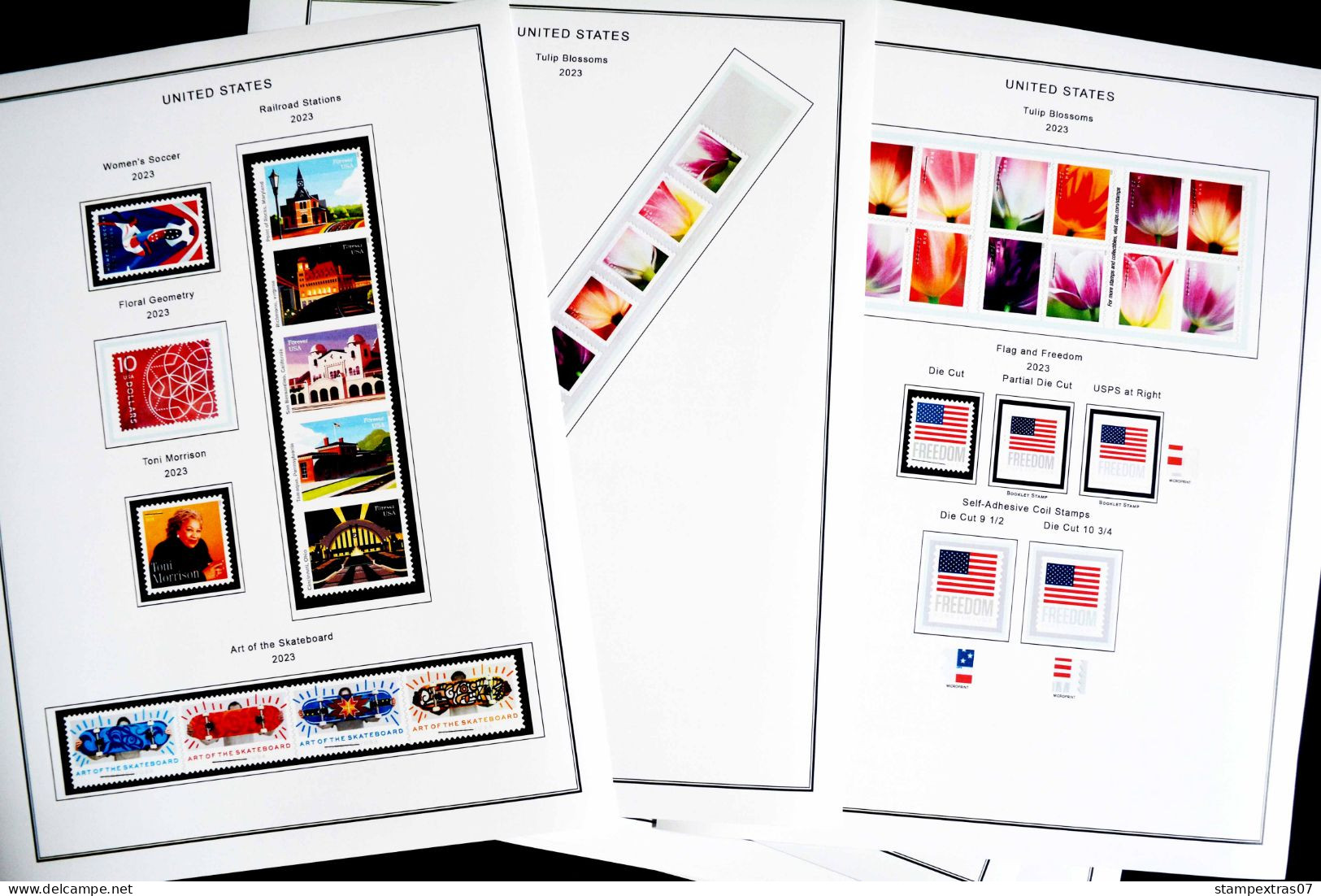 COLOR PRINTED USA 2021-2023 STAMP ALBUM PAGES (34 illustrated pages) >> FEUILLES ALBUM