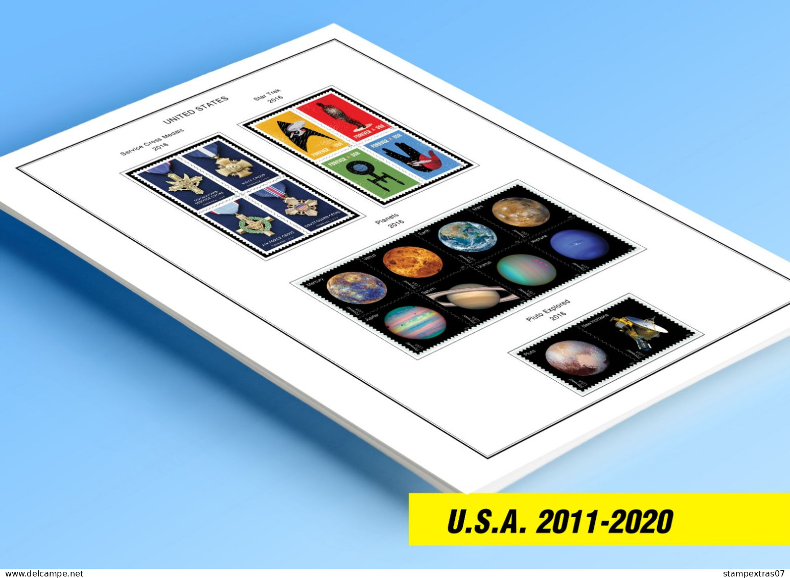 COLOR PRINTED USA 2011-2020 STAMP ALBUM PAGES (101 Illustrated Pages) >> FEUILLES ALBUM - Pre-printed Pages