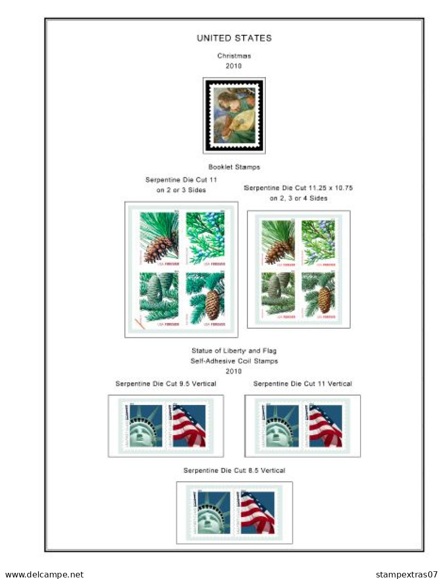 COLOR PRINTED USA 2005-2010 STAMP ALBUM PAGES (90 illustrated pages) >> FEUILLES ALBUM