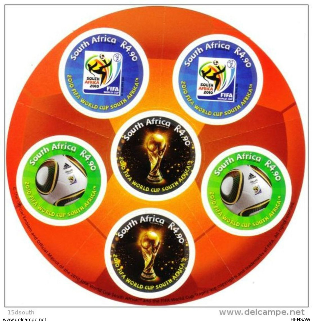 South Africa RSA 2010 FIFA World Cup Football Game Soccer Sports Round Shap Stamps MS MNH SG 1786 - Neufs