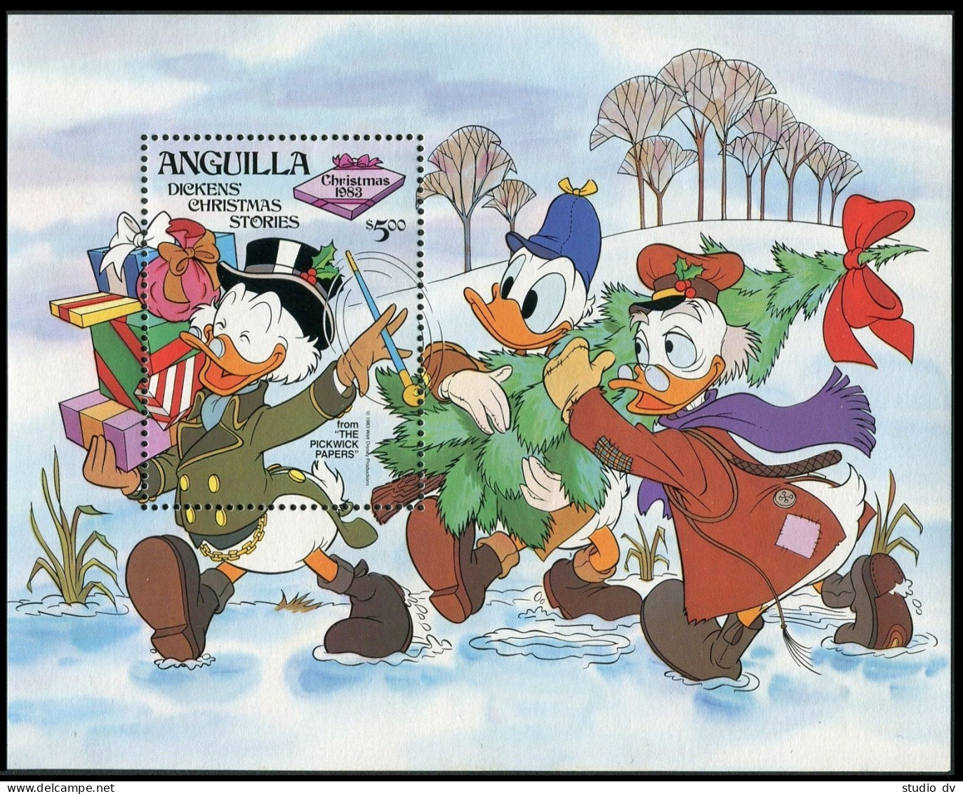 Anguilla 547-555,556,MNH.Michel 557-565,Bl.52.Christmas 1983.Walt Disney.Dickens - Anguilla (1968-...)