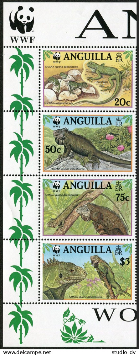 Anguilla 968a-968d Strip, MNH. Michel 988-991. WWF-1997. Iguana. - Anguilla (1968-...)