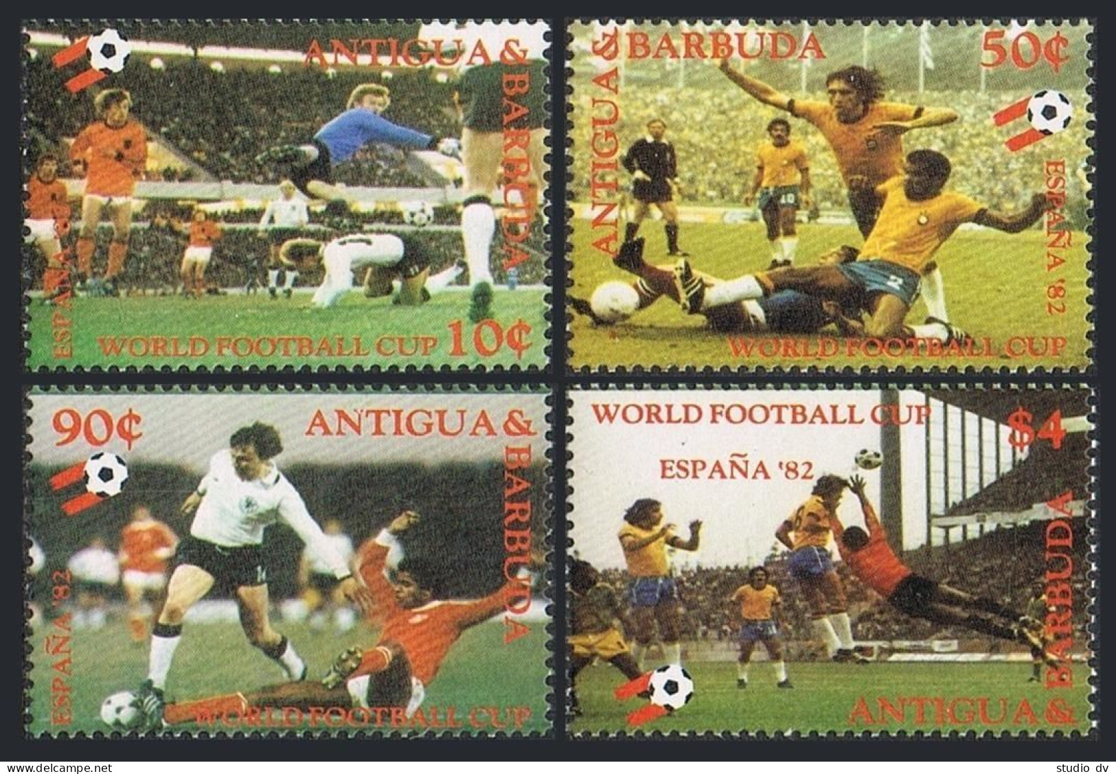 Antigua 648-651, MNH. Michel 659-662. World Soccer Cur Spain-1982. - Antigua Et Barbuda (1981-...)