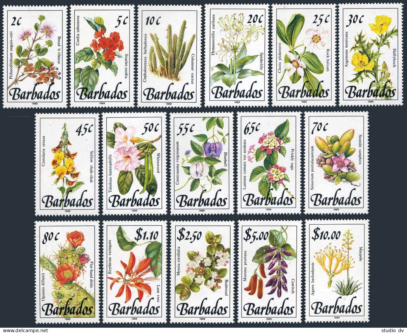 Barbados 753-768, MNH. Michel 727X-742X. Wild Plants 1989. - Barbados (1966-...)