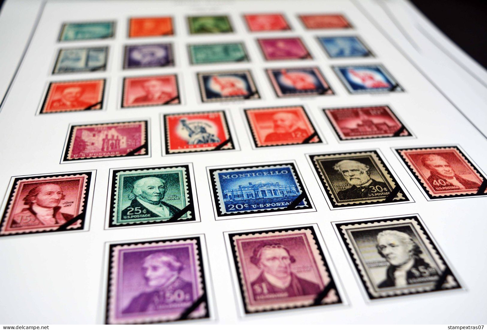 COLOR PRINTED USA 1920-1965 STAMP ALBUM PAGES (66 illustrated pages) >> FEUILLES ALBUM