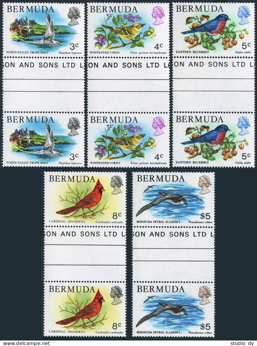 Bermuda 363-365,367,379 Gutter, MNH. Mi 352/356, 368. Birds 1978. Tropic-bird, - Bermuda