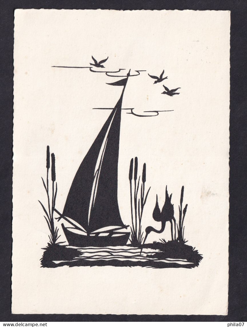 Sail And Birds / Postcard Circulated, 2 Scans - Silhouette - Scissor-type