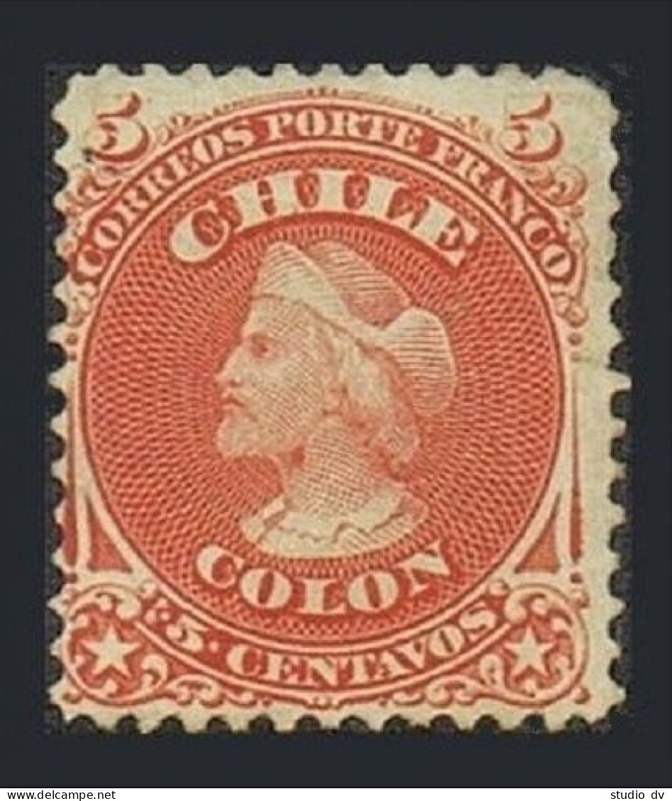 Chile 17,mint No Glue.Michel 10. Columbus,1867. - Chili