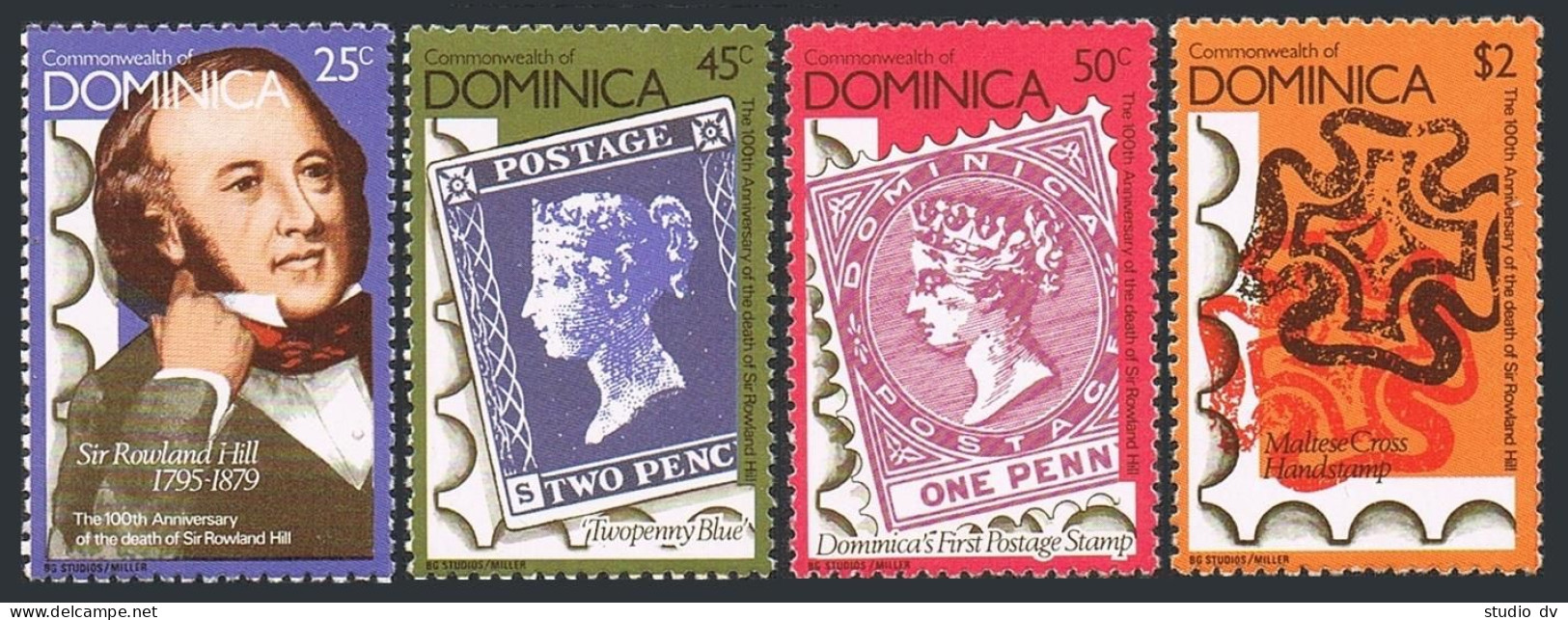 Dominica 608a-611a Perf 12x12.5, MNH. Michel 615C-618C. Sir Rowland Hill, 1979. - Dominique (1978-...)