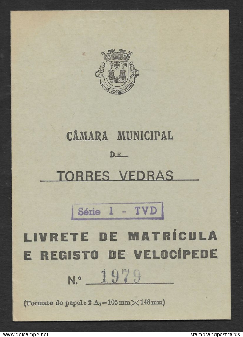 Portugal Torres Vedras Permis De Immatriculation Vélo Durand 1967 Bike Registration License - Autres & Non Classés