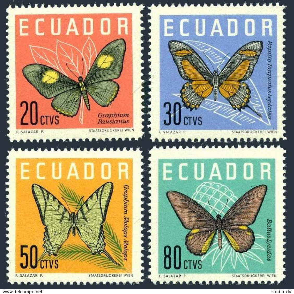 Ecuador 680-683, Lightly Hinged. Michel 1070-1073. Butterflies 1961. - Equateur