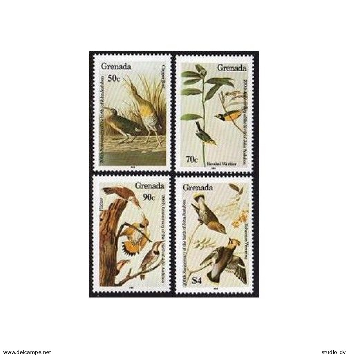 Grenada 1251-1254,1255,MNH.Mi 1343-1346,Bl.136.Audubon's Birds:Rail,Warbler,Hawk - Grenada (1974-...)