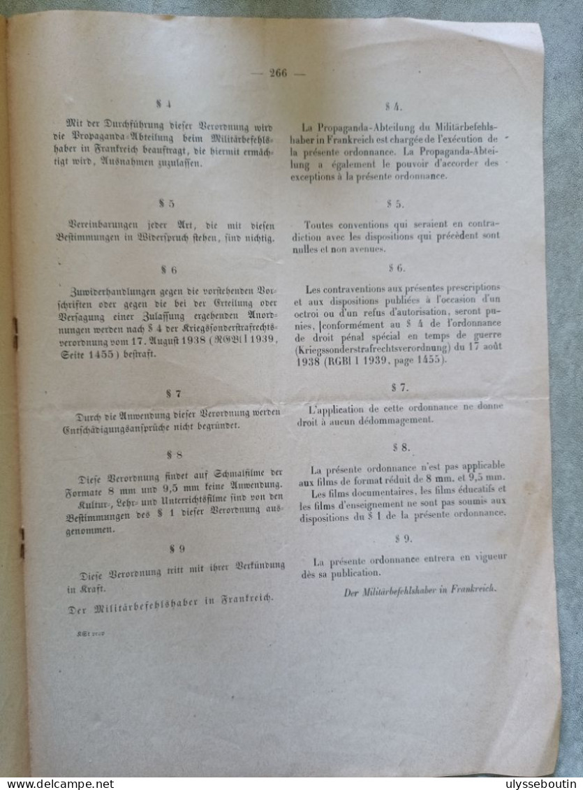 39/45 Verordnungsblatt Des Militärsbefehlshaber In Frankreich. Journal Officiel. 25 Mai 1941 - Dokumente