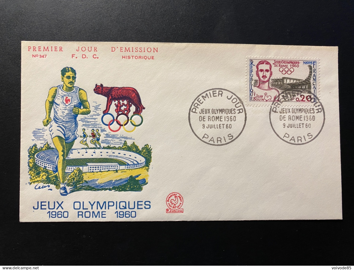 Enveloppe 1er Jour "Jeux Olympiques De Rome " - 09/07/1960 - 1265 - Historique N° 347 - 1960-1969