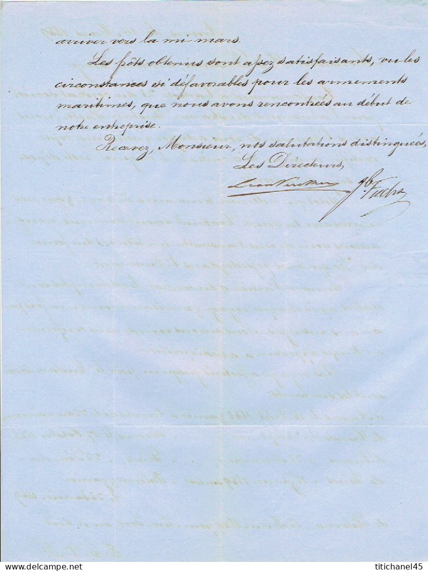 N°12A X 2 (1 Seul Margé) Oblit. P4 ANVERS + Lettre Et Contrat D'armement Du Steamer "GUSTAVE PASTOR" - 1858-1862 Medaillons (9/12)