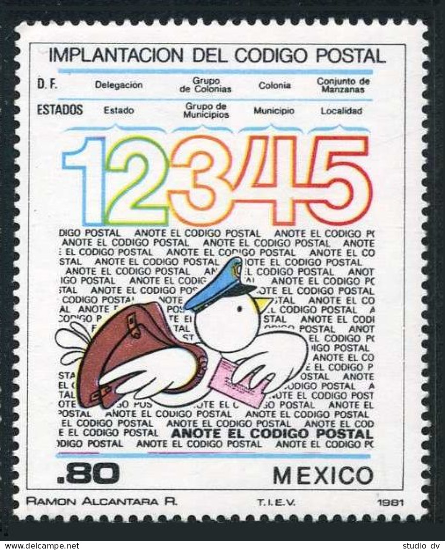 Mexico 1259 Block/4,MNH.Michel 1772. Inauguration Of Zip Codes,1981.Style Bird. - Messico