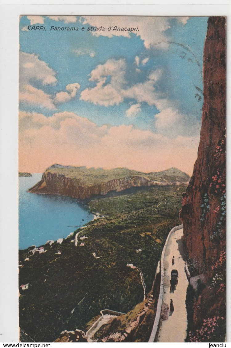 CAPRI . PANORAMA E STRADA D'ANACAPRI .  CARTE AFFR AU VERSO LE 21-4-1922 .  2 SCANNES - Napoli (Naples)