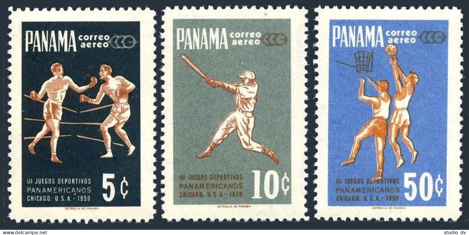 Panama C224-C226, MNH. Mi 562-564. Boxing, Baseball, Basketball, 1959. - Panama