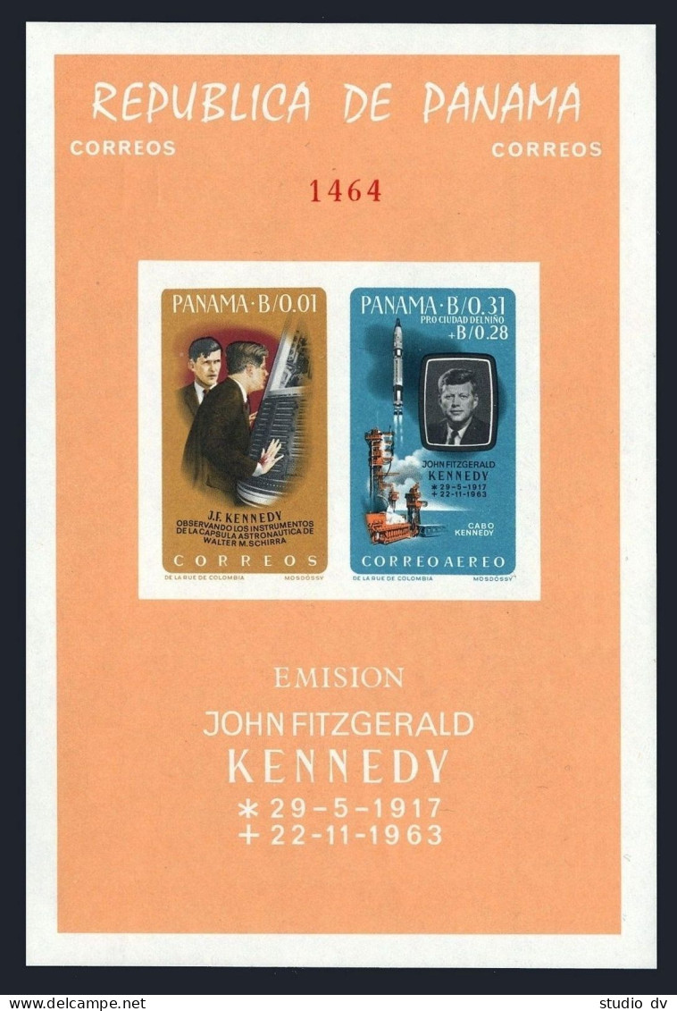 Panama 461e Imperf Sheet,MNH.Mi 843 Bl.41. Kennedy,1965.Space,Winston Churchill. - Panama