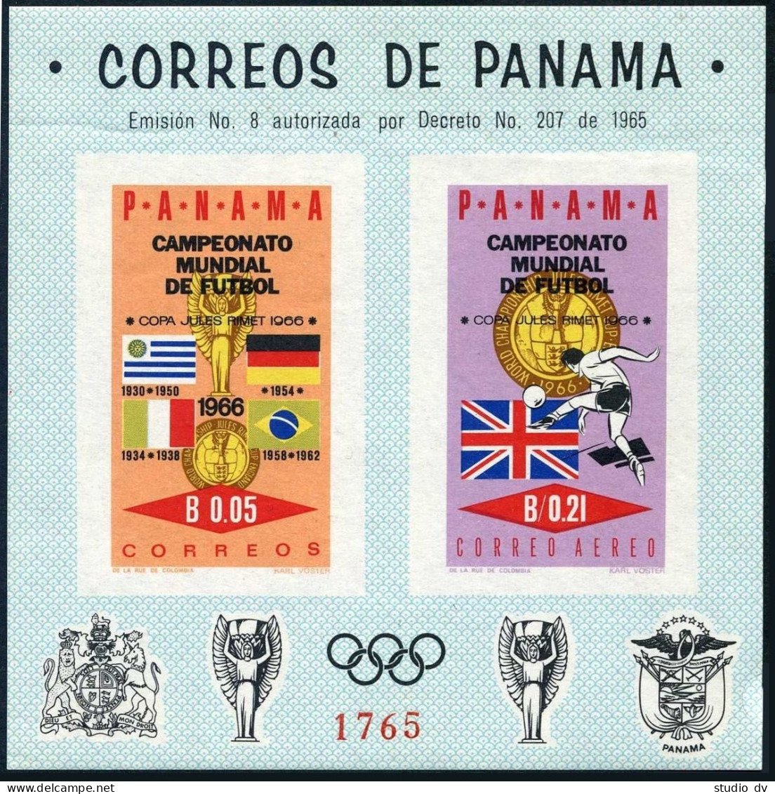 Panama 468Ef-468Eg,lightly Hinged.Mi Bl.51-52. World Soccer Cup England-1966.  - Panama