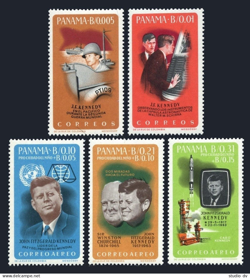 Panama 461-461D,461e, MNH. Mi 832-836,Bl.40. John Kennedy,1965. Space,Churchill, - Panama