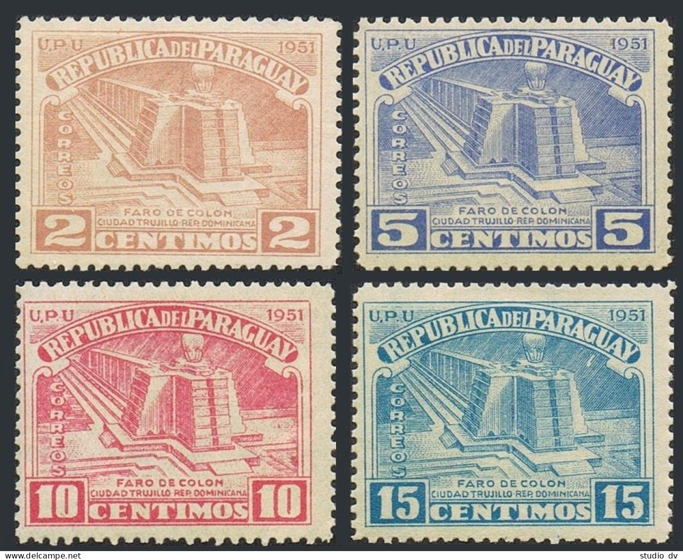 Paraguay 467-470 Short Set Of 4, MNH. Michel 673-676. Columbus Lighthouse, 1952. - Paraguay