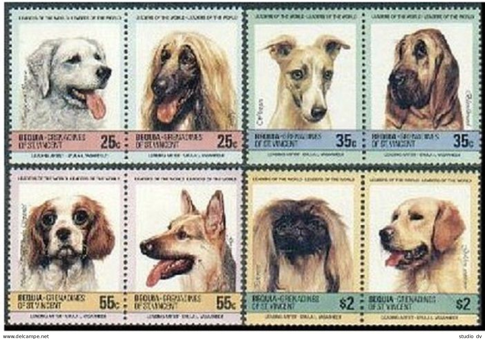 St Vincent Grenadines,Bequia 178-181 Ab Pairs,MNH.Michel 90-97. Dogs 1985. - St.Vincent (1979-...)