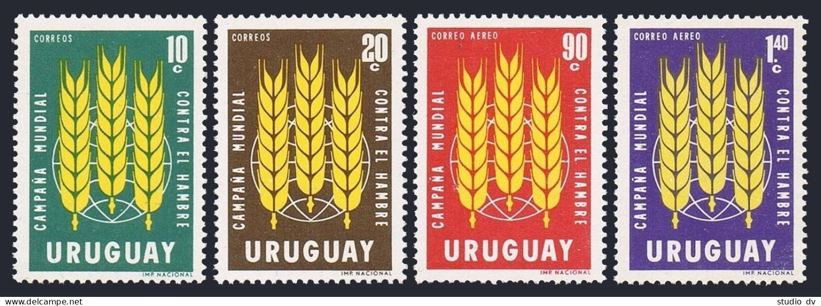 Uruguay 700-701,C254-C255 Blocks/4-margin,MLH/MNH. FAO.Freedom From Hunger,1963. - Uruguay