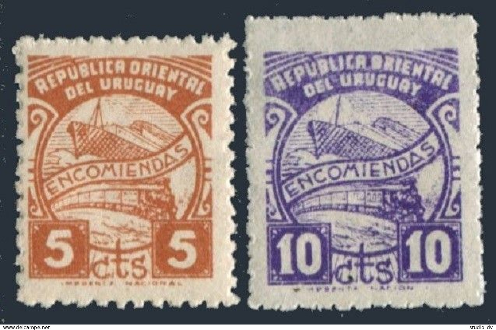 Uruguay Q70-Q71 Blocks/6 Corner Margin, MNH. Parcel Post 1952. Ship & Train, - Uruguay