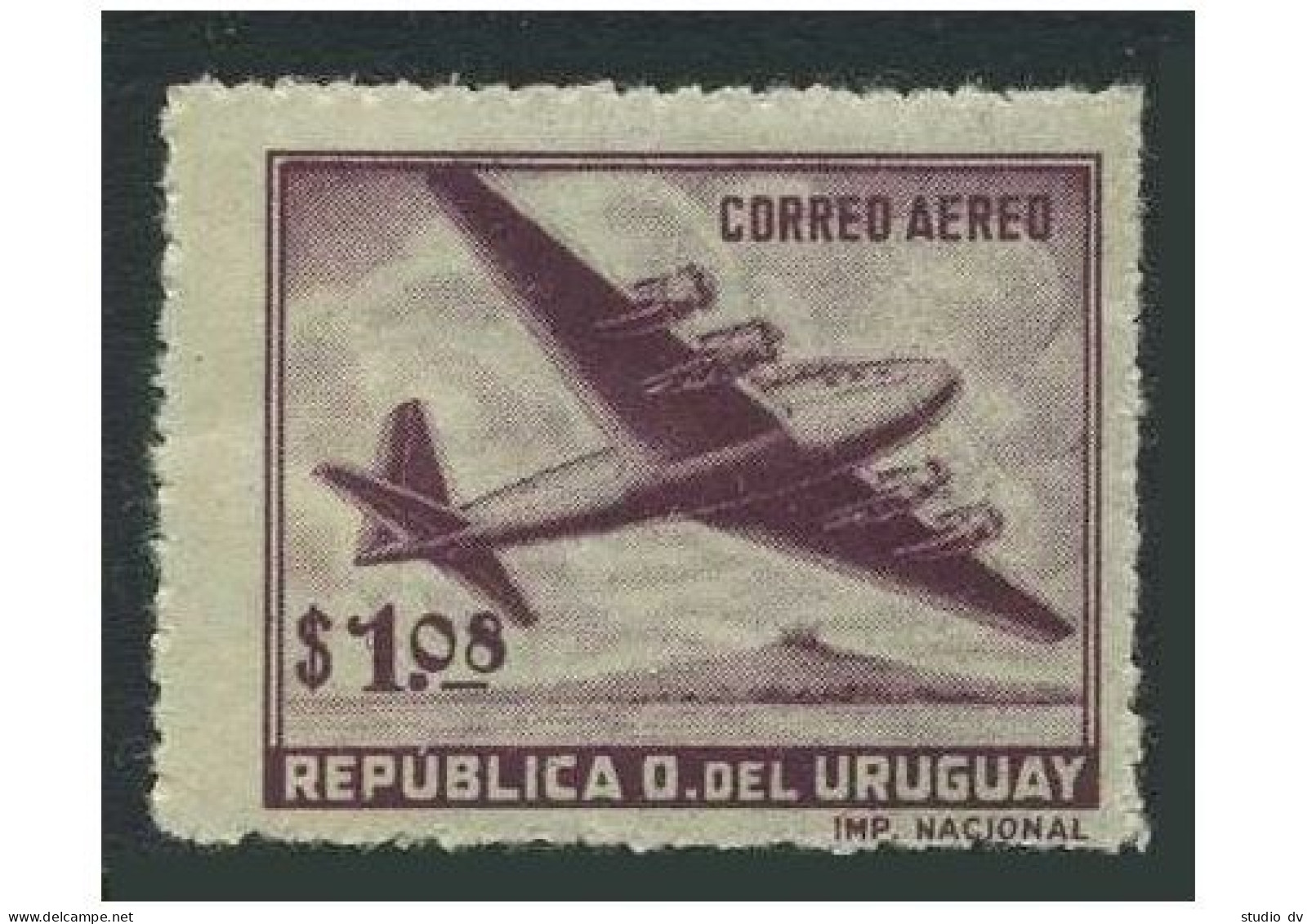 Uruguay C159.MNH.Michel 723. Air Post 1952.Four-motored Plane. - Uruguay