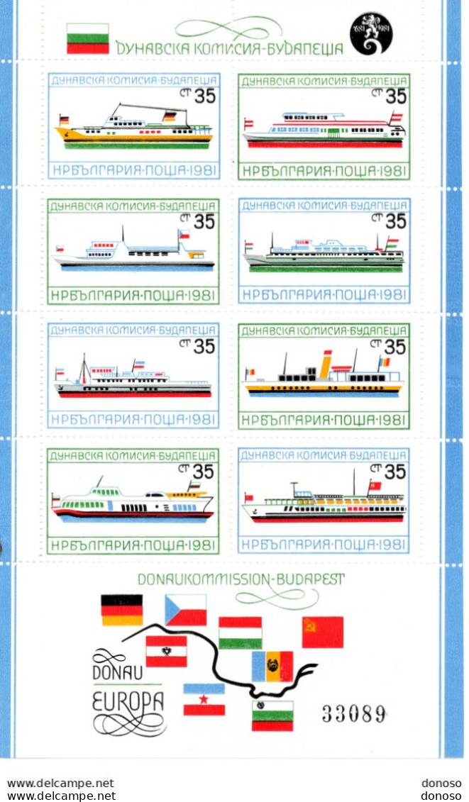 BULGARIE 1981 Danube, Bateaux, Drapeaux, Europe Yvert BF 103A NEUF** MNH Cote : 60 Euros - Blocks & Sheetlets