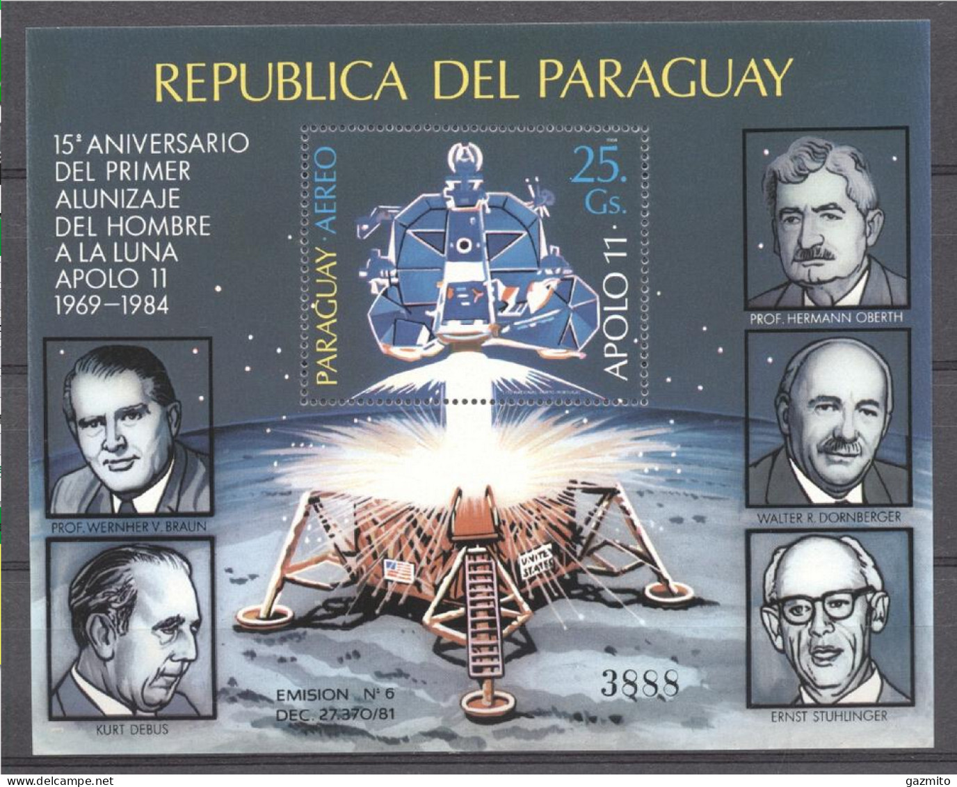 Paraguay 1984, 15th Man On The Moon, BF - Zuid-Amerika