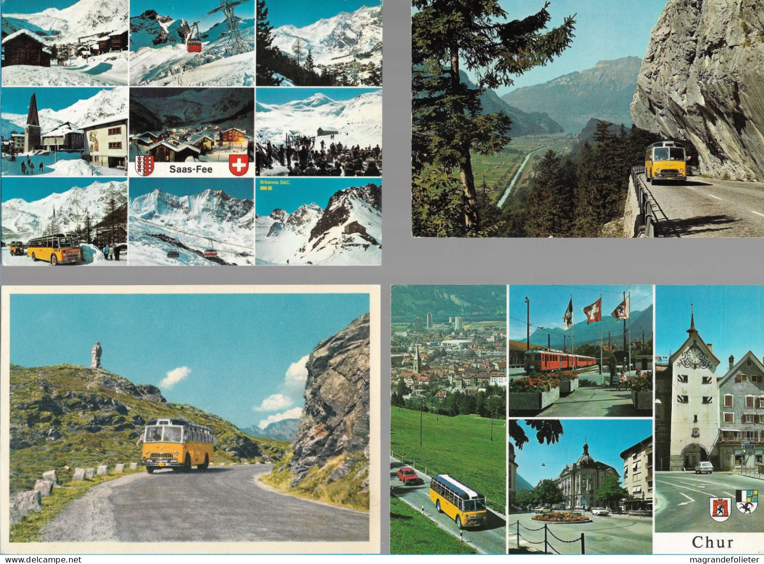 CPA CARTE POSTALE SUISSE 4 X POSTALAUTO AUTO PÖSTALE CAR POSTAL - Collections & Lots