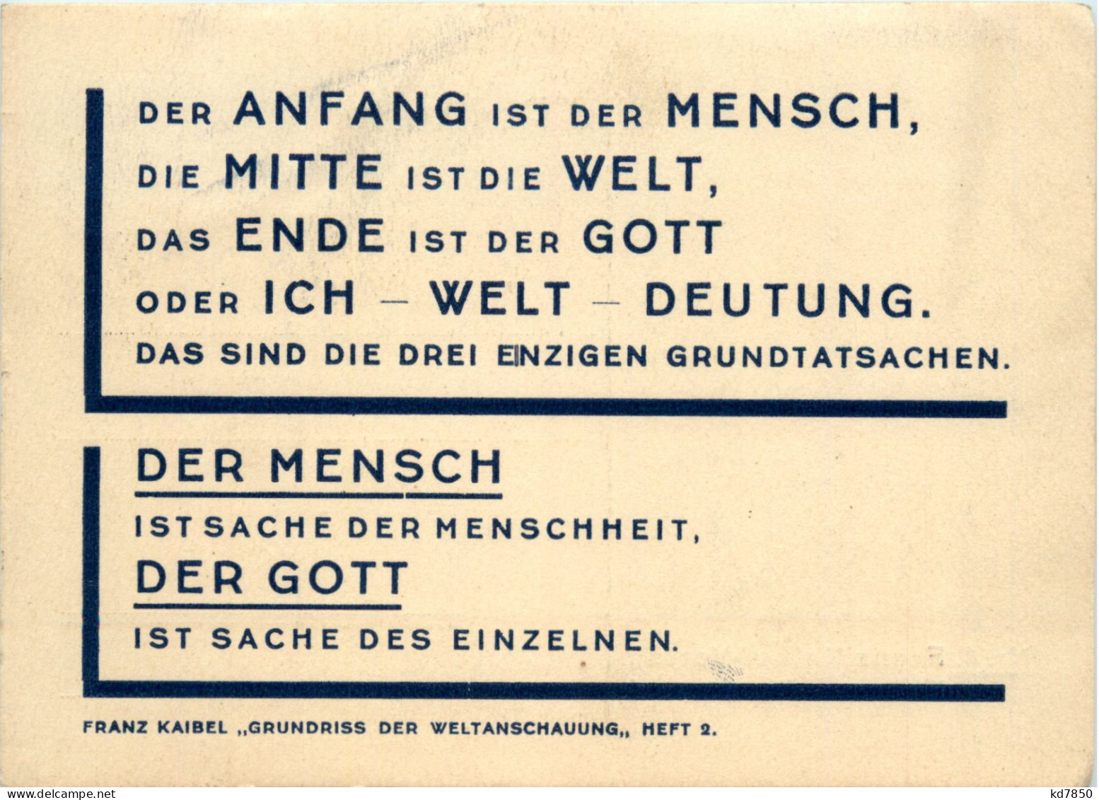 Franz Kaibel - Grundriss Der Weltanschauung - Sonstige & Ohne Zuordnung