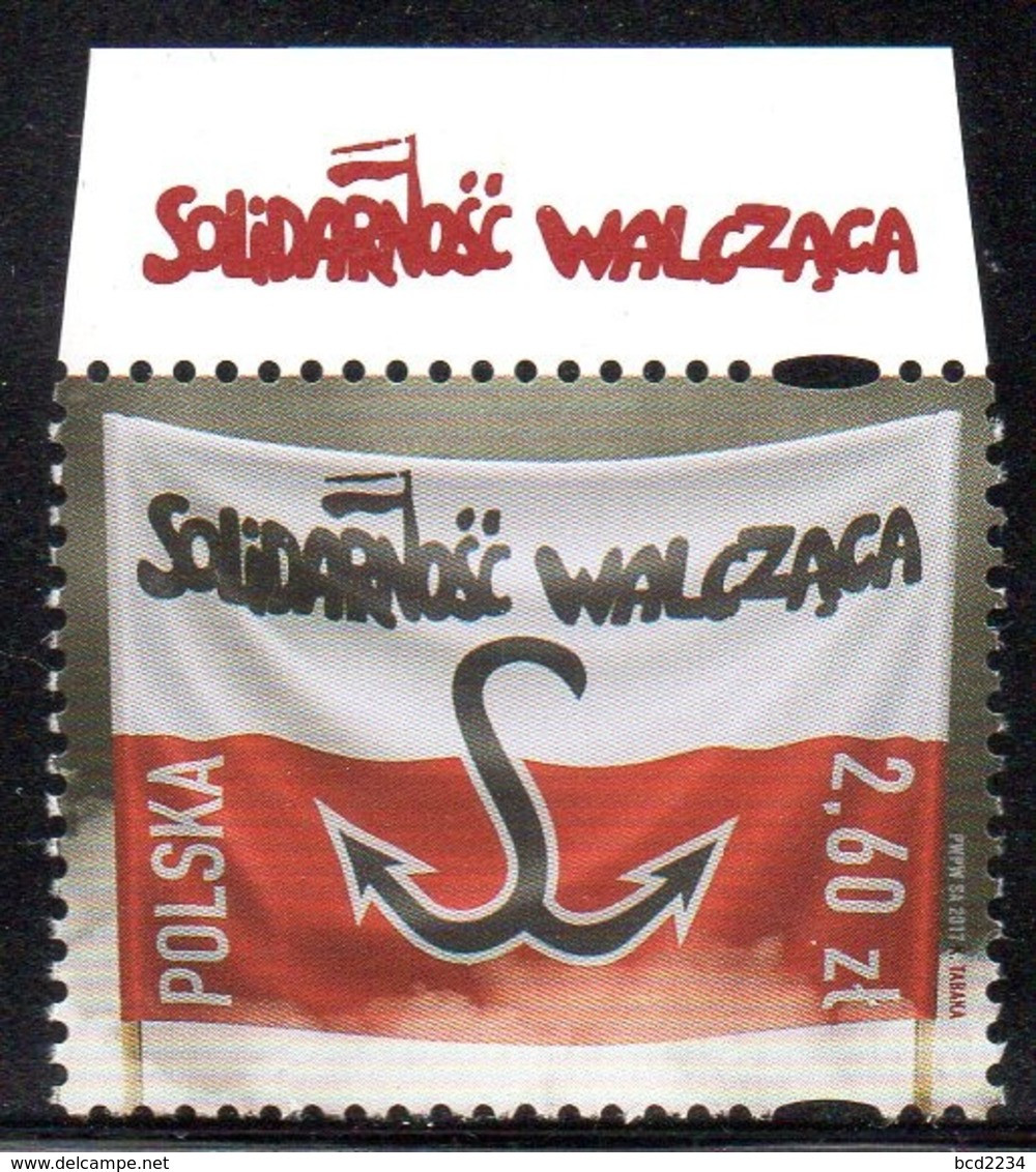 POLAND 2017 SOLIDARNOSC WALCZACA FIGHTING SOLIDARITY WITH VERY ATTRACTIVE TOP MARGIN RED WRITING NHM Fi 4765 - Solidarnosc Labels