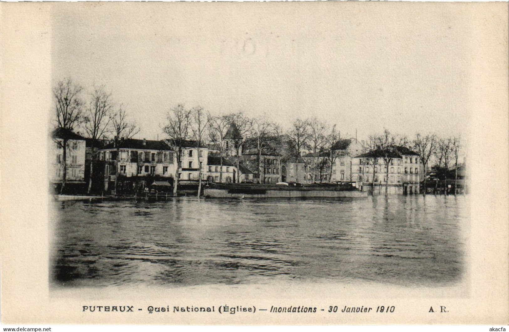 CPA Puteaux Quai National Inondations (1391194) - Puteaux