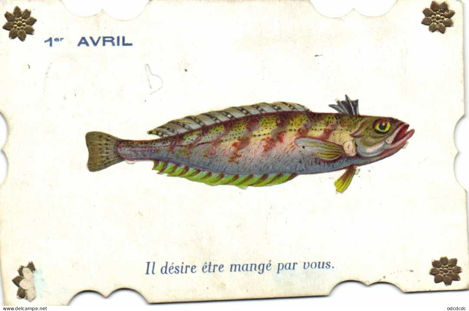 1er Avril Carte Ajoutis Poisson  Etoiles Il Désire Etre Mangé Par Vous RV - 1 De April (pescado De Abril)