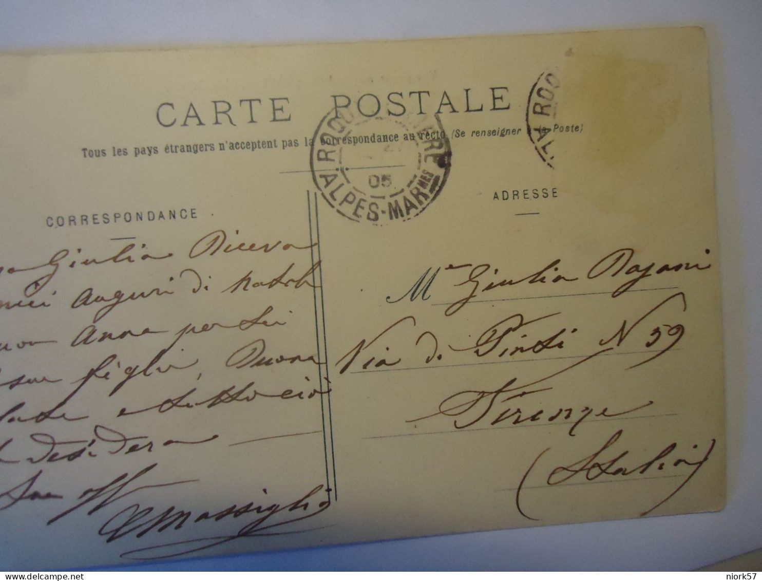 FRANCE   POSTCARDS  Roquebilliere    1905 POSTMARK ALPES - Other & Unclassified