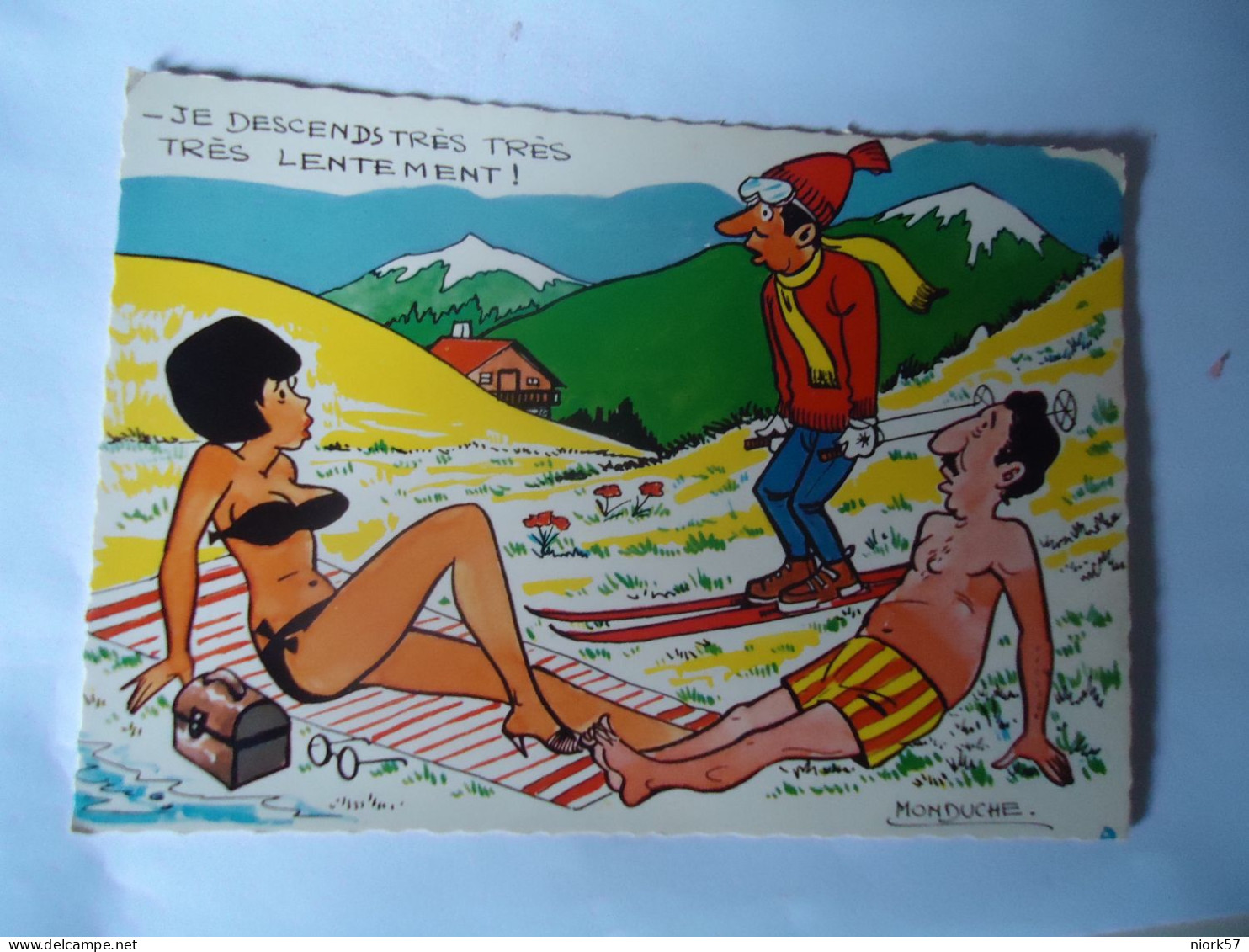 NETHERLANDS   POSTCARDS COMICS CARICATURE SKI IN BEACH - Bandes Dessinées