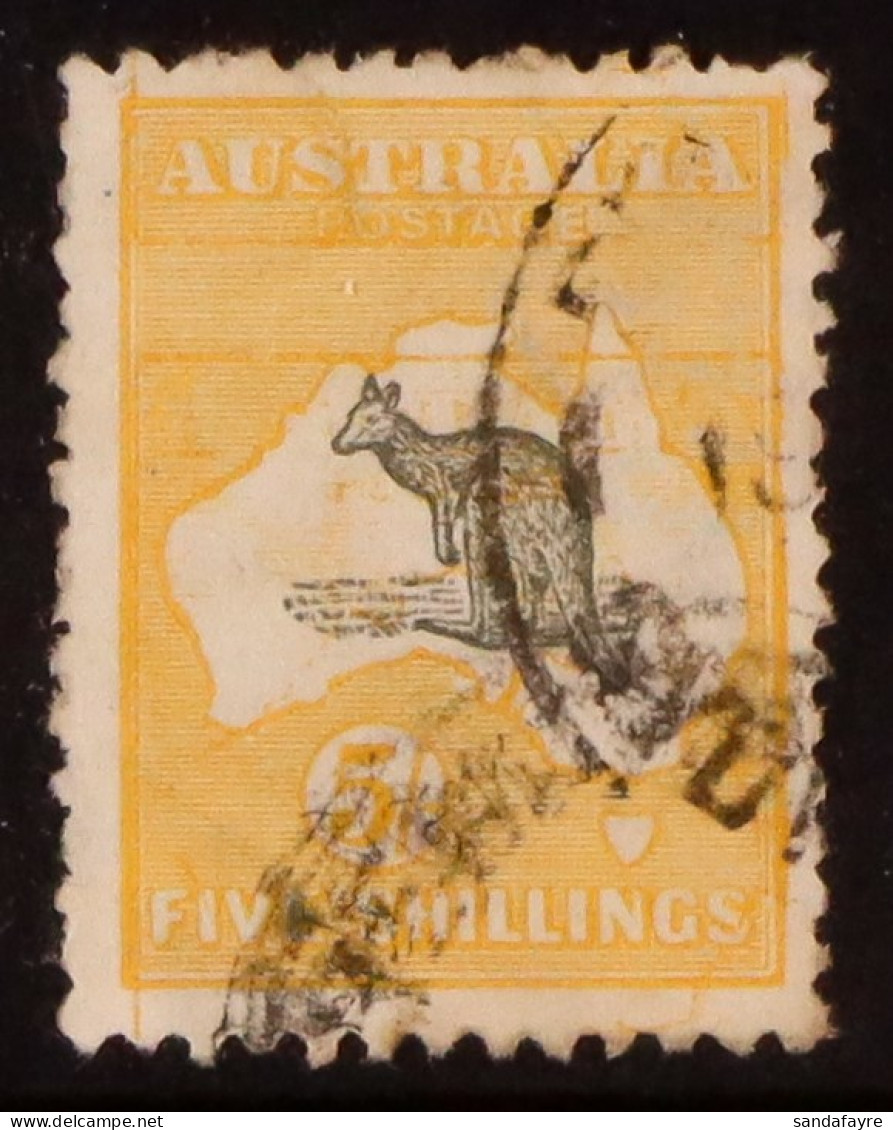 1915 5s Grey & Yellow Roo With YELLOW PORTION DOUBLY PRINTED - DOUBLY PRINTED FRAME PLATE Variety With The Second Printi - Sonstige & Ohne Zuordnung