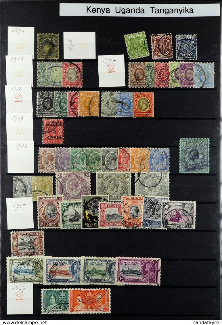 1890 - 2007 USED COLLECTION Of 140+ Stamps On Protective Pages Incl. Tanganyike & Zanzibar. Stc ?932. - Vide