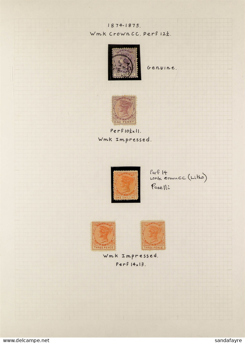 1874 - 1986 FORGERIES Incl. A Genuine 1d (SG 1) For Comparison, Forgeries Of 1d And 3d With Faked CC Watermark, 1s Orang - Nigeria (...-1960)