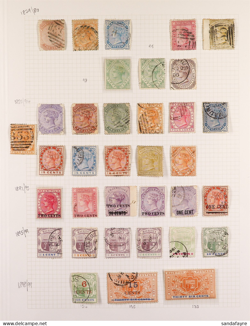 1879 - 1967 COLLECTION Of Around 275 Used Stamps On Album Pages, Stc ?1800+. - Mauritius (...-1967)