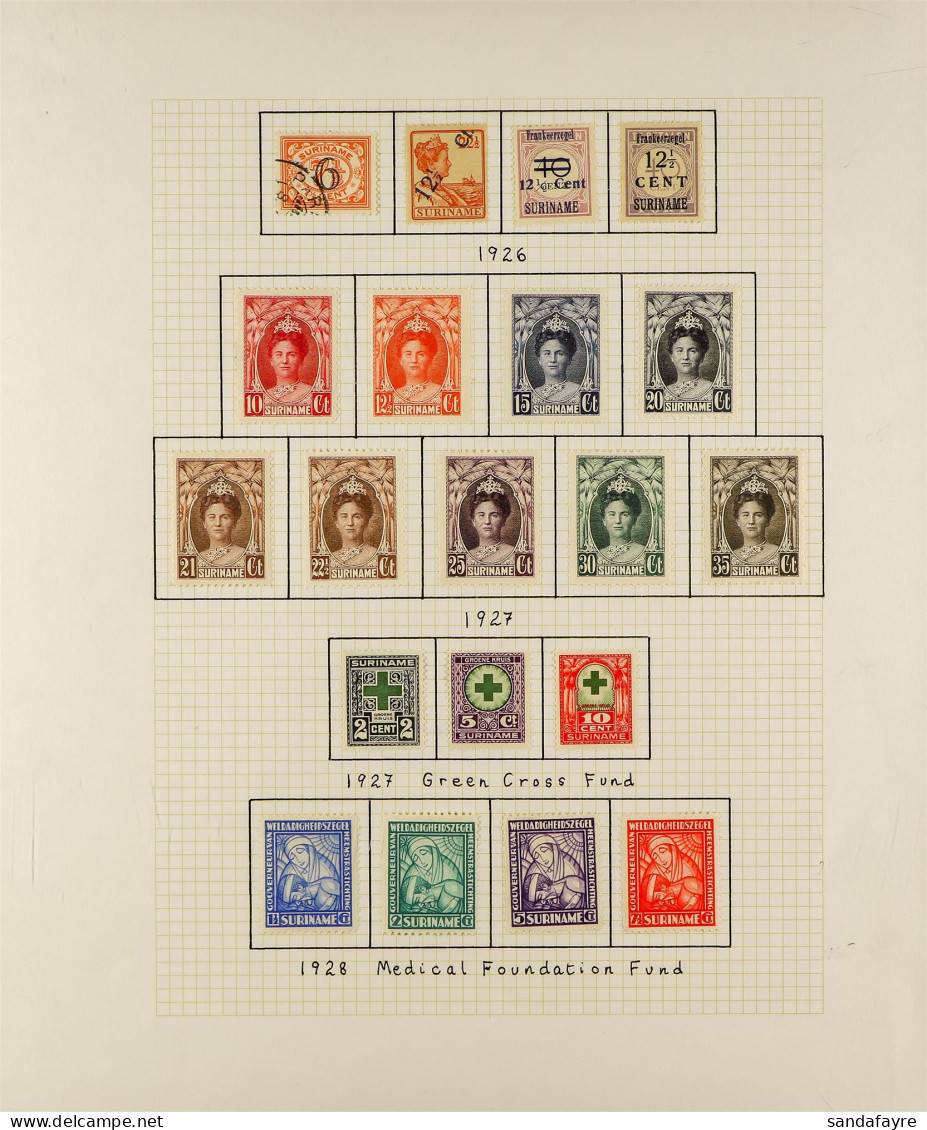 SURINAME 1926 - 1948 COLLECTION Of 150+ Mint And Used Stamps On Album Pages, Chiefly Sets. Stc ?1100+. - Andere & Zonder Classificatie