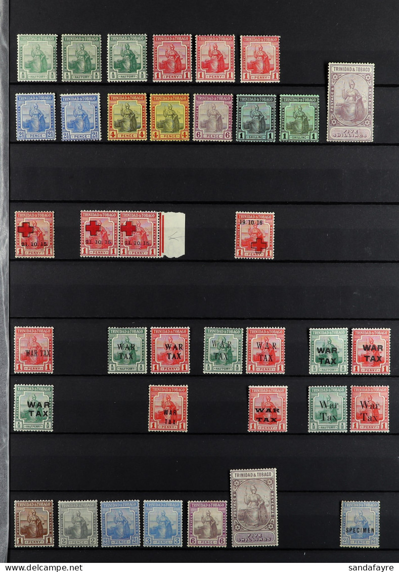 1913 - 1935 MINT COLLECTION Of 70+ Stamps On Protective Pages With Sets, Higher Values, 'Specimens', Plate # Pair, Etc. - Trinidad En Tobago (...-1961)