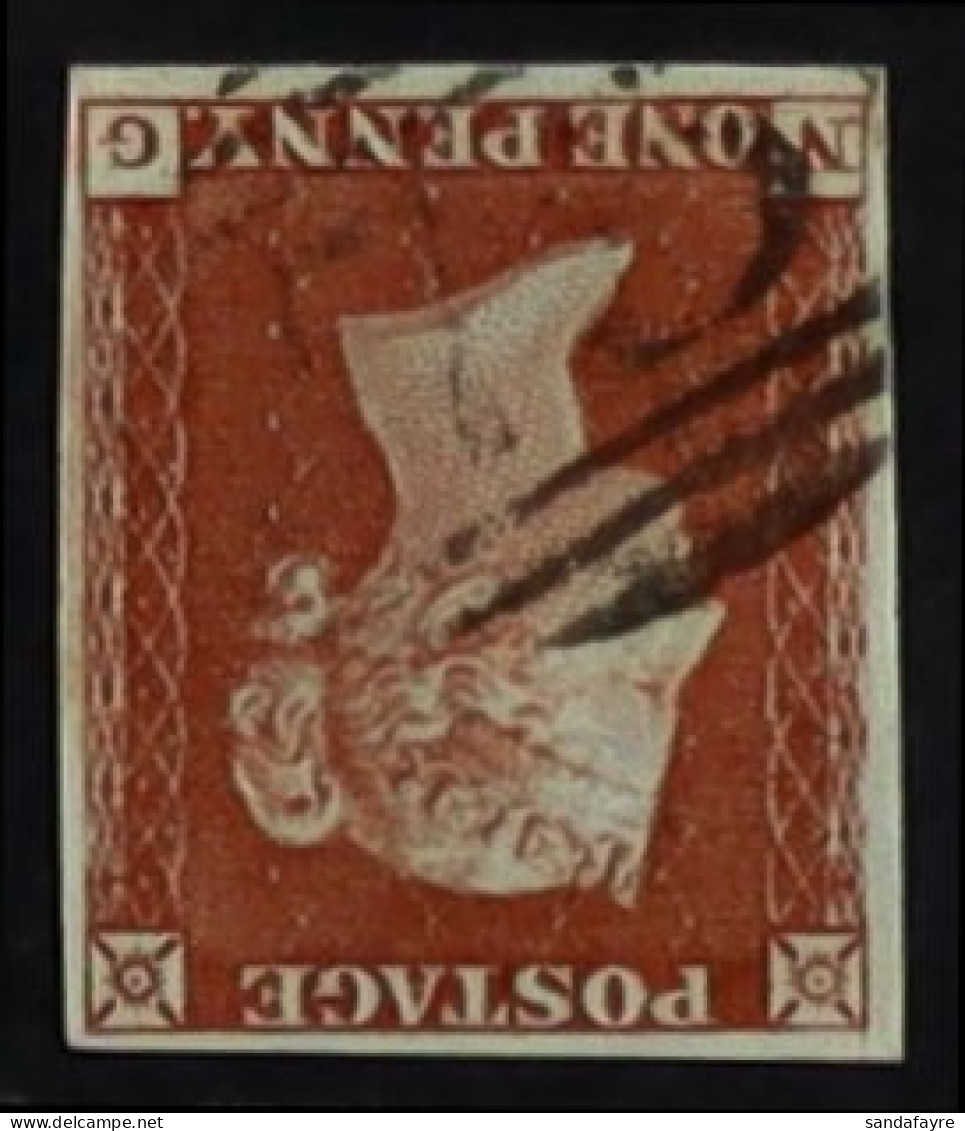 1841 1d Red-brown 'NG' Plate 155 With INVERTED WATERMARK, SG 8Wi, Used With 4 Margins & Light Numeral Cancel, Slice Thro - Other & Unclassified