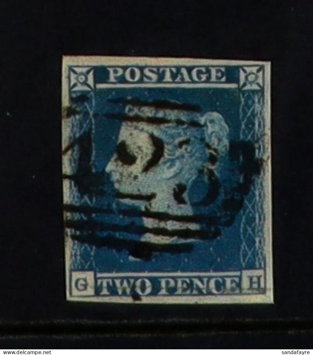 1841 2d Violet-blue 'GH' Plate 4 On Lavender Tinted Paper, SG 15aa, Used With 4 Margins & '423' Cancel Of Kirkby Lonsdal - Otros & Sin Clasificación