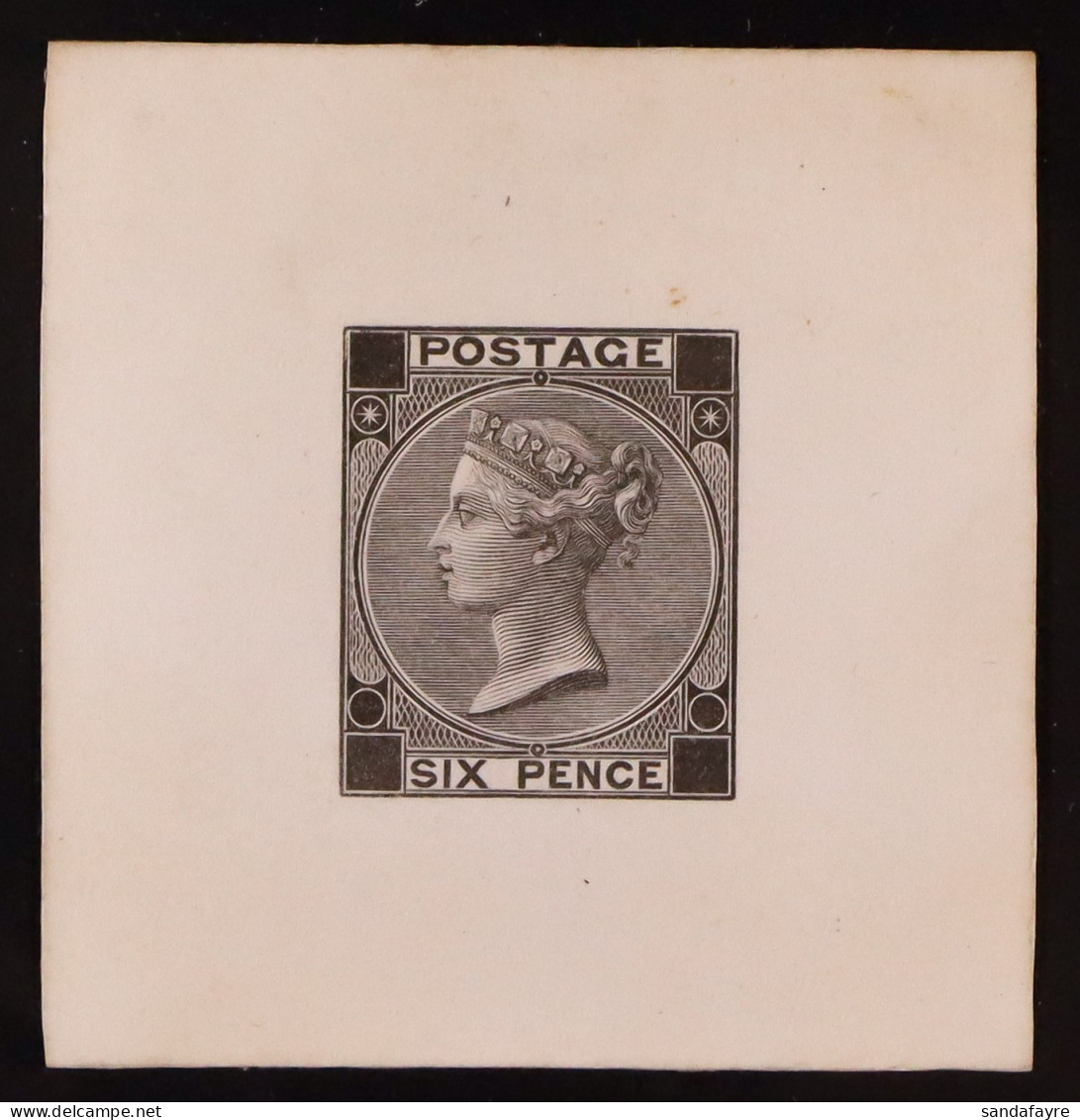 1869 6d (without Hyphen) DIE PROOF From The De La Rue Striking Books In Black On Card With Uncleared Corner Squares & Pl - Otros & Sin Clasificación